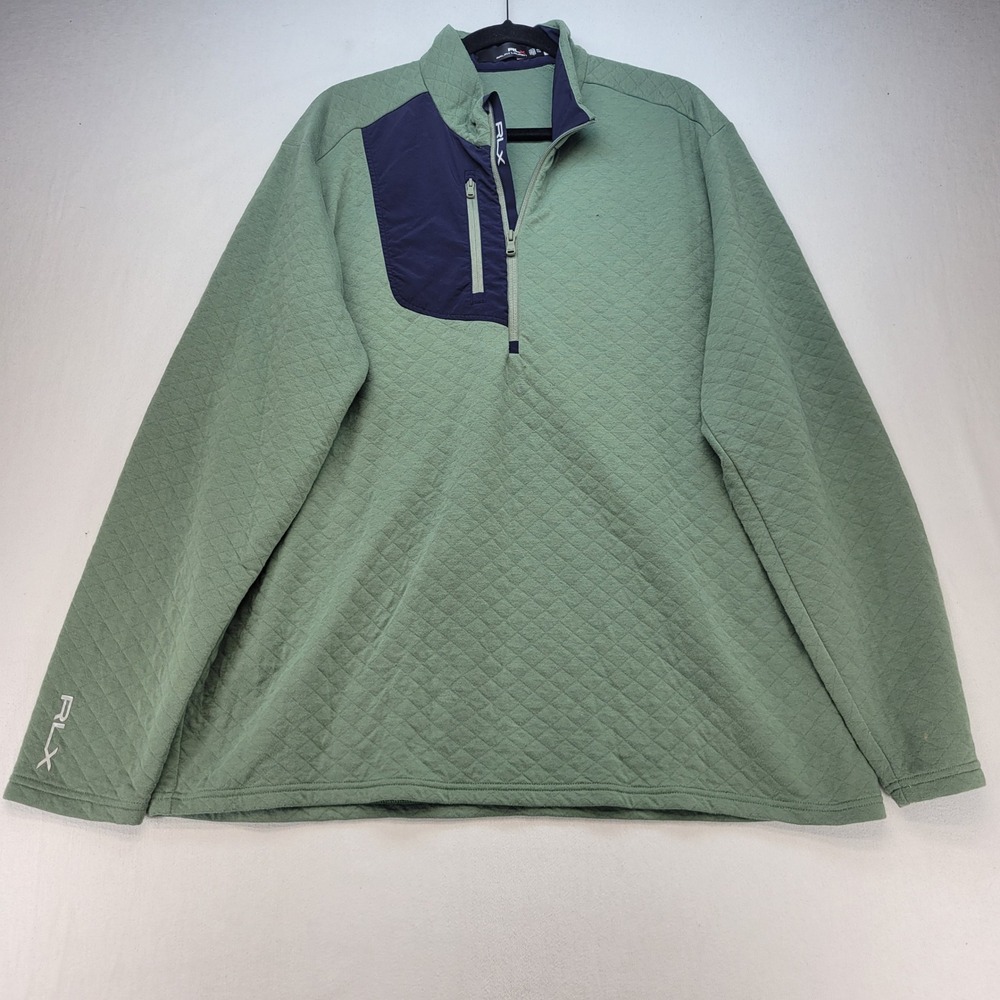 RLX Ralph Lauren Pullover Mens XXL Green Quilted 1/4 Zip Golf Performance